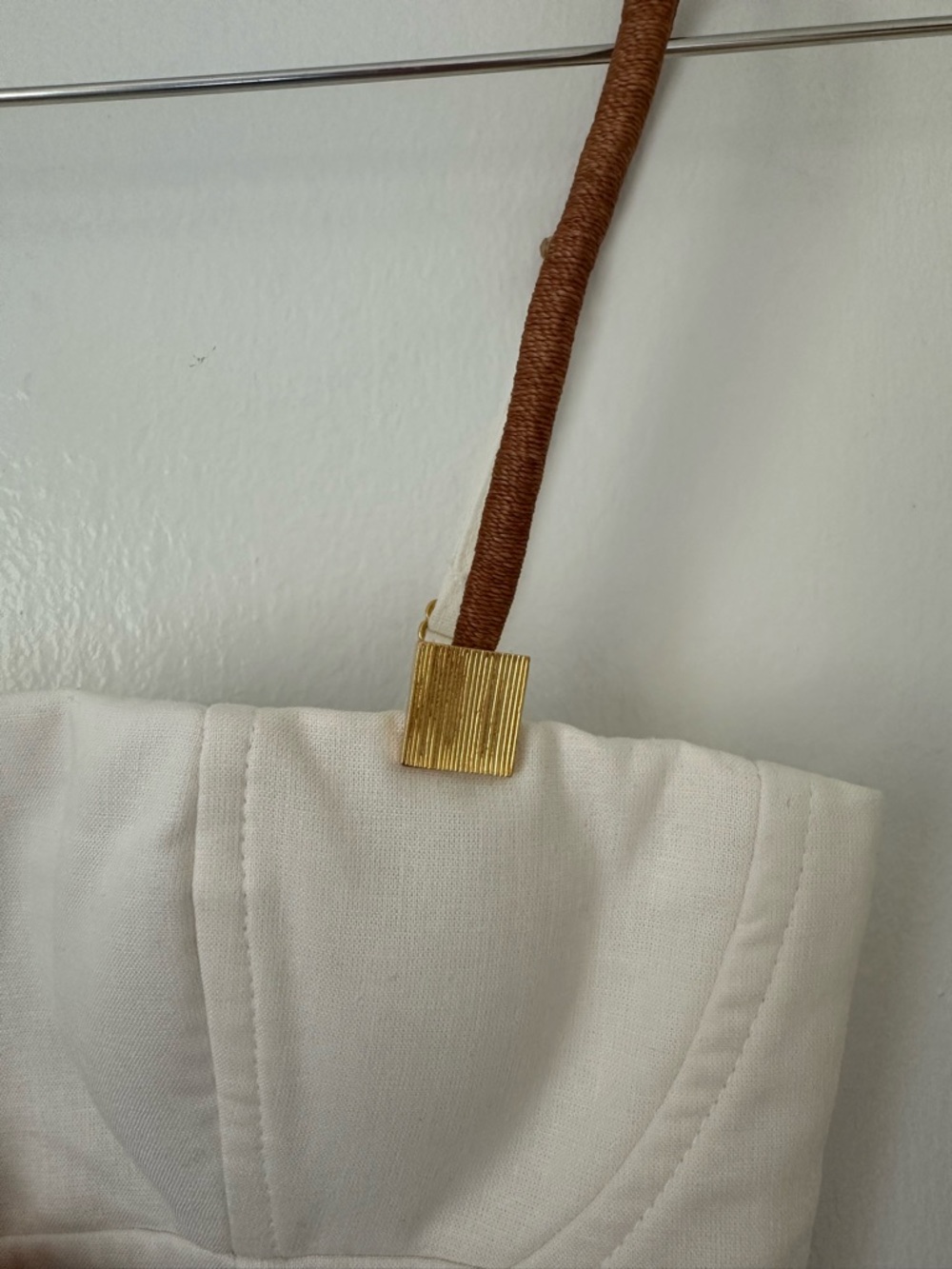 NWT Cream Cropped Top with gold accents - Picture 2 of 7